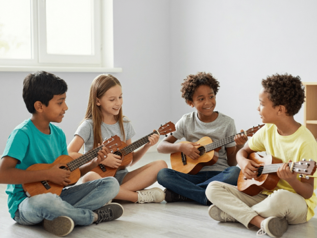 Group Ukulele students performing